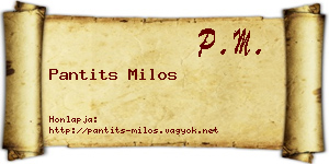 Pantits Milos névjegykártya